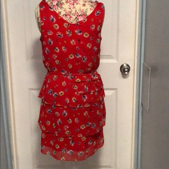 Red Floral Frill Dress - Picture 2 of 2